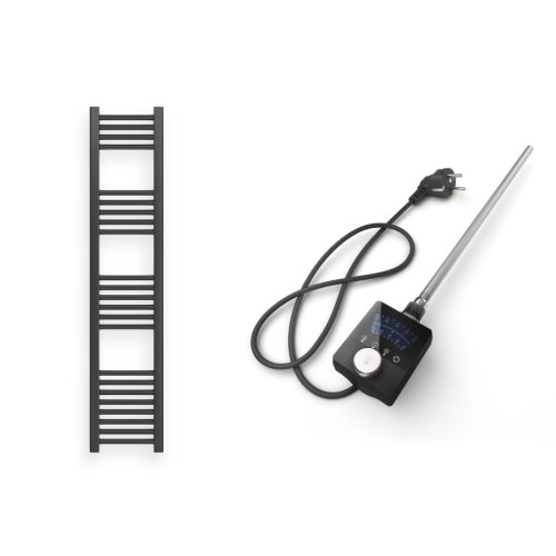 Törölközőszárító radiátor elektromos fútőpatronnal 30 x 140 cm - Nero Italia AF-13-400W (fekete)