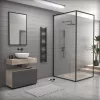 Törölközőszárító radiátor elektromos fútőpatronnal 30 x 140 cm - Nero Italia 400W (fekete)