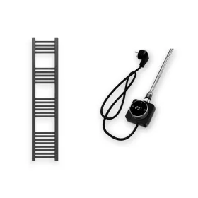 Törölközőszárító radiátor elektromos fútőpatronnal 30 x 140 cm - Nero Italia 400W (fekete)