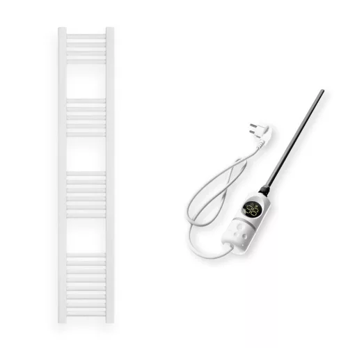 Törölközőszárító radiátor elektromos fűtőpatronnal 30 x 140 cm - Nero Italia C-400W (fehér)