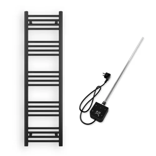 Törölközőszárító radiátor elektromos fűtőpatronnal 40 x 140 cm - Nero Italia AF-05-400W (fekete)
