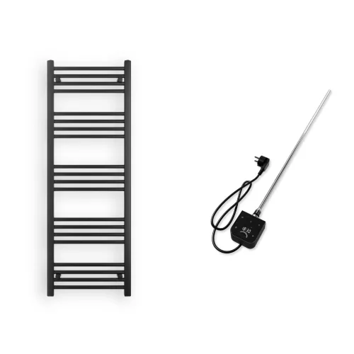 Törölközőszárító radiátor elektromos fútőpatronnal 50 x 140 cm - Nero Italia 400W (fekete)