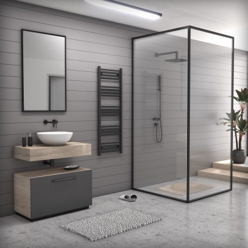 Törölközőszárító radiátor 50 x 140 cm - Nero Italia (fekete)