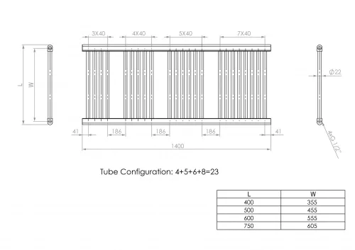 Törölközőszárító radiátor 50 x 140 cm - Nero Italia (fehér)