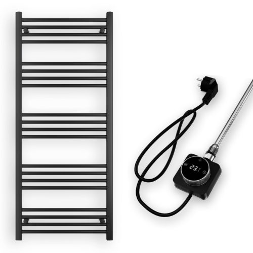 Törölközőszárító radiátor elektromos fűtőpatronnal 60 x 140 cm - Nero Italia AF14-600W (fekete)