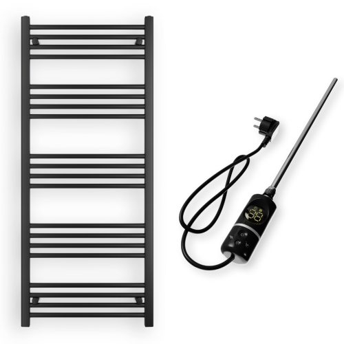 Törölközőszárító radiátor elektromos fűtőpatronnal 60 x 140 cm - Nero Italia C-600W (fekete)