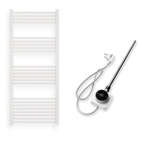 Törölközőszárító radiátor elektromos fűtőpatronnal 60 x 140 cm - Nero Italia AF-14-600W (fehér)