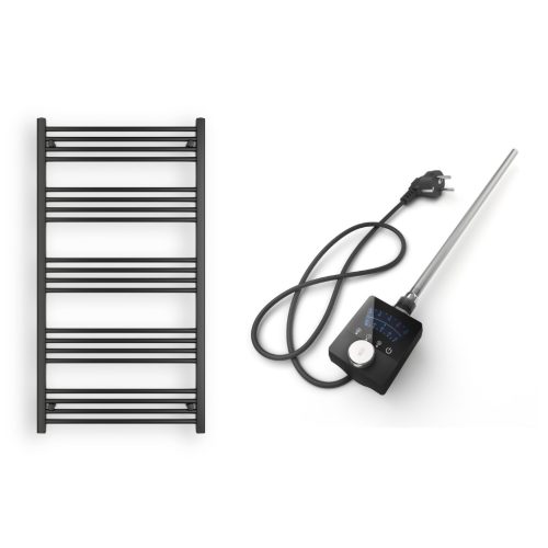 Törölközőszárító radiátor elektromos fűtőpatronnal 75 x 140 cm - Nero Italia AF13-600W (fekete)