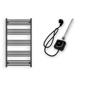   Törölközőszárító radiátor elektromos fűtőpatronnal 75 x 140 cm - Nero Italia AF14-600W (fekete)