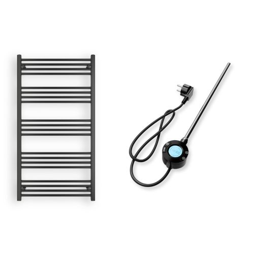 Törölközőszárító radiátor elektromos fűtőpatronnal 75 x 140 cm - Nero Italia S-600W (fekete)