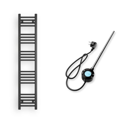 Törölközőszárító radiátor elektromos fűtőpatronnal 30 x 150 cm - Nero Italia S-400W (fekete)