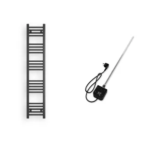 Törölközőszárító radiátor elektromos fútőpatronnal 30 x 150 cm - Nero Italia 400W (fekete)