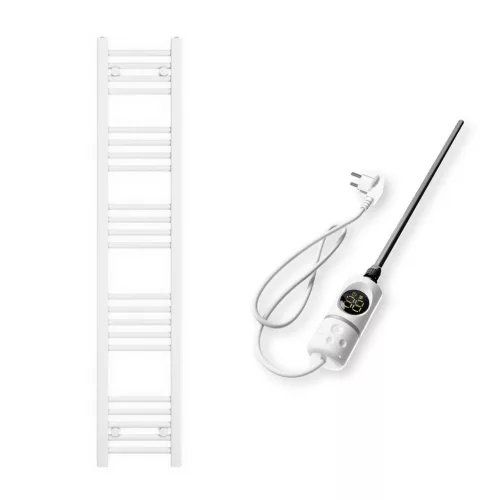 Törölközőszárító radiátor elektromos fűtőpatronnal 30 x 150 cm - Nero Italia C-400W (fehér)