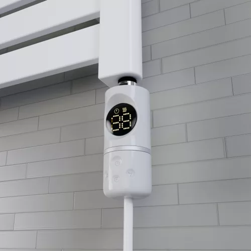 Törölközőszárító radiátor elektromos fűtőpatronnal 30 x 150 cm - Nero Italia C-400W (fehér)