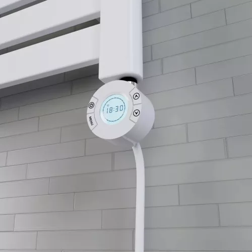 Törölközőszárító radiátor elektromos fűtőpatronnal 30 x 150 cm - Nero Italia S-400W (fehér)