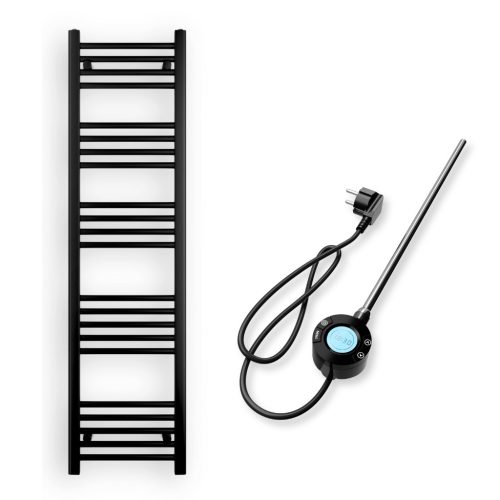 Törölközőszárító radiátor elektromos fűtőpatronnal 40 x 150 cm - Nero Italia S-400W (fekete)