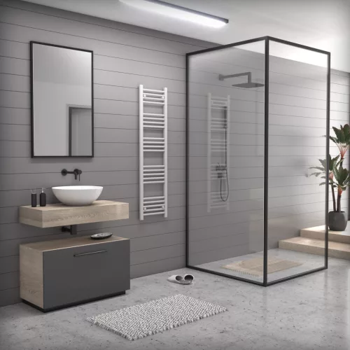 Törölközőszárító radiátor elektromos fűtőpatronnal 40 x 150 cm - Nero Italia -AF-13-400W (fehér)