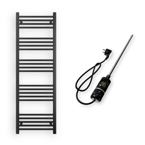 Törölközőszárító radiátor elektromos fűtőpatronnal 50 x 150 cm - Nero Italia C-600W (fekete)