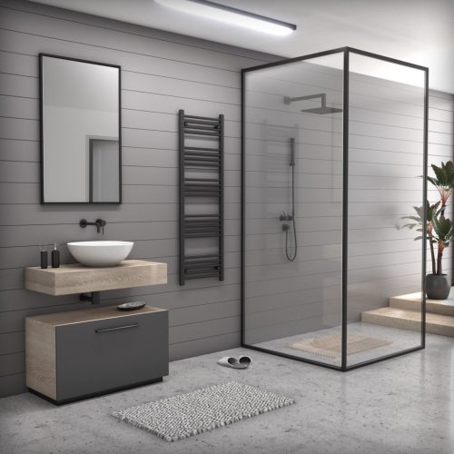 Törölközőszárító radiátor elektromos fűtőpatronnal 50 x 150 cm - Nero Italia S-600W (fekete)