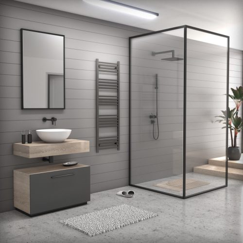 Törölközőszárító radiátor 50 x 150 cm - NERO Italia - szürke