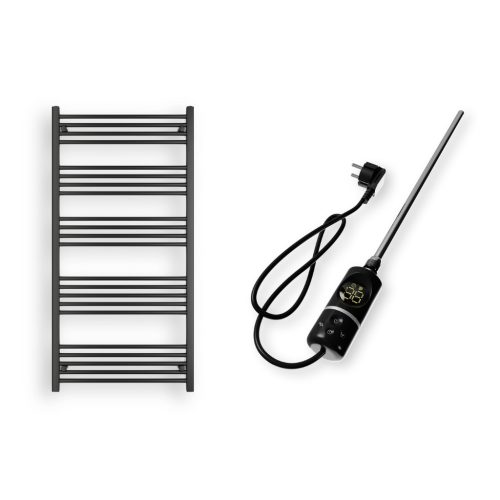 Törölközőszárító radiátor elektromos fűtőpatronnal 75 x 150 cm - Nero Italia C-600W (fekete)