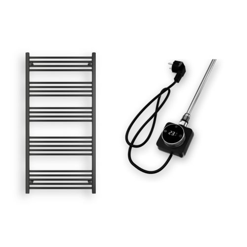 Törölközőszárító radiátor elektromos fűtőpatronnal 75 x 150 cm - Nero Italia AF14-600W (fekete)
