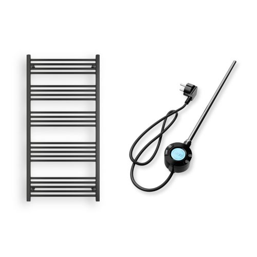 Törölközőszárító radiátor elektromos fűtőpatronnal 75 x 150 cm - Nero Italia S-600W (fekete)