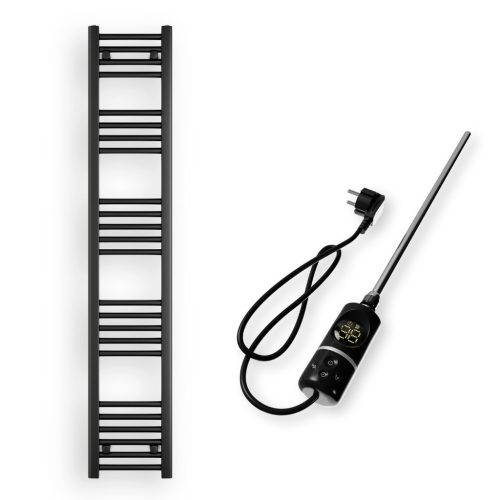 Törölközőszárító radiátor elektromos fűtőpatronnal 30 x 160 cm - Nero Italia C-400W (fekete)