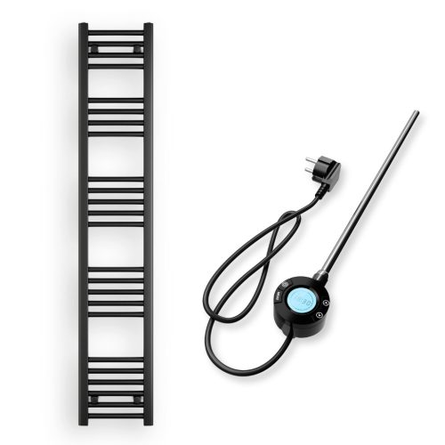 Törölközőszárító radiátor elektromos fűtőpatronnal 30 x 160 cm - Nero Italia S-400W (fekete)