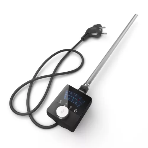 Törölközőszárító radiátor elektromos fútőpatronnal 30 x 160 cm - Nero Italia AF-13-400W (fekete)