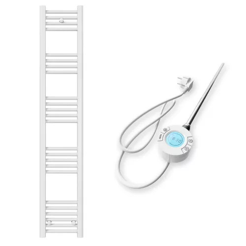 Törölközőszárító radiátor elektromos fűtőpatronnal 30 x 160 cm - Nero Italia S-400W (fehér)