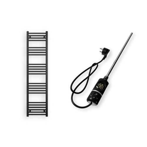 Törölközőszárító radiátor elektromos fűtőpatronnal 40 x 160 cm - Nero Italia C-400W (fekete)