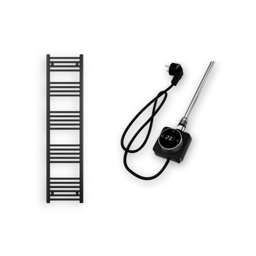 Törölközőszárító radiátor elektromos fútőpatronnal 40 x 160 cm - Nero Italia 400W (fekete)