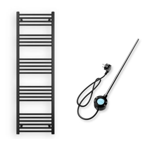 Törölközőszárító radiátor elektromos fűtőpatronnal 50 x 160 cm - Nero Italia S-600W (fekete)