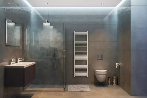 Törölközőszárító radiátor elektromos fűtőpatronnal 50 x 160 cm - Nero Italia C-600W (fehér)