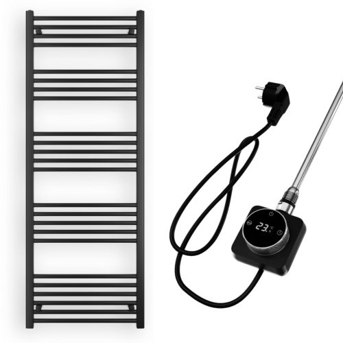 Törölközőszárító radiátor elektromos fűtőpatronnal 60 x 160 cm - Nero Italia AF14-600W (fekete)