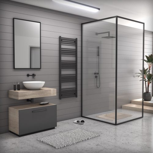 Törölközőszárító radiátor elektromos fűtőpatronnal 60 x 160 cm - Nero Italia S-600W (fekete)