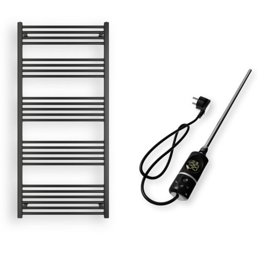 Törölközőszárító radiátor elektromos fűtőpatronnal 75 x 160 cm - Nero Italia C-800W (fekete)