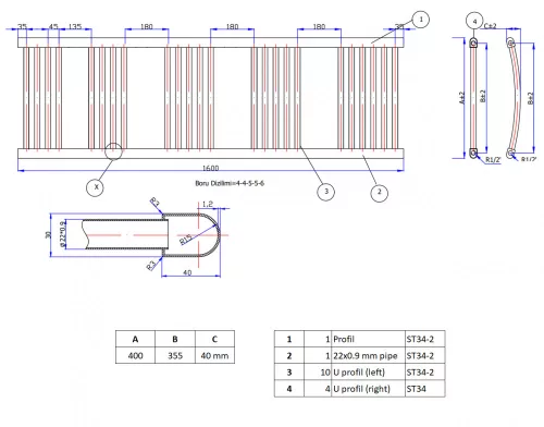 Törölközőszárító radiátor 75 x 160 cm