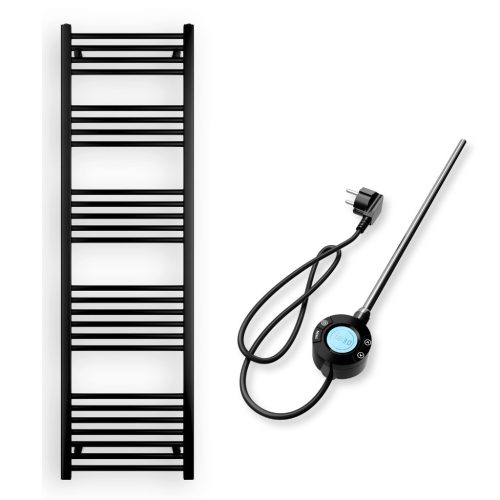 Törölközőszárító radiátor elektromos fűtőpatronnal 50 x 170 cm - Nero Italia S-600W (fekete)