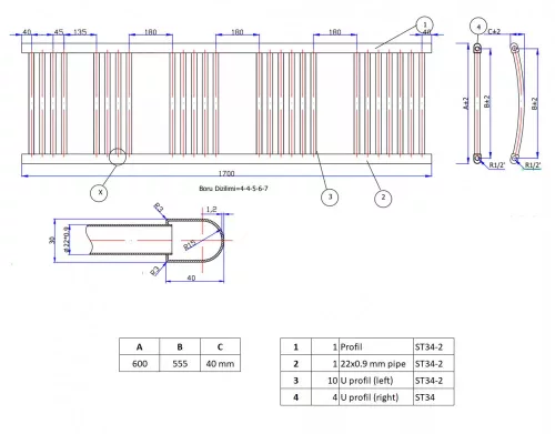 Törölközőszárító radiátor elektromos fűtőpatronnal 60 x 170 cm - Nero Italia AF-13-800W (fekete)