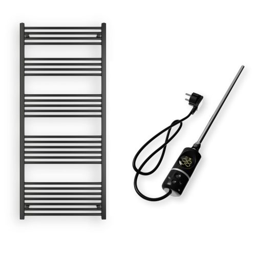 Törölközőszárító radiátor elektromos fűtőpatronnal 75 x 170 cm - Nero Italia C-800W (fekete)