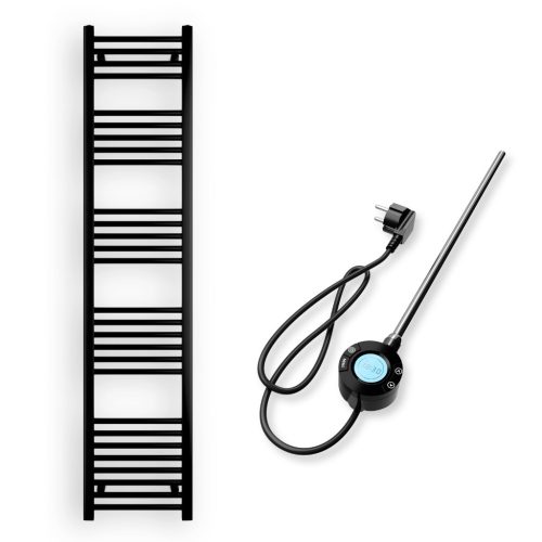 Törölközőszárító radiátor elektromos fűtőpatronnal 40 x 180 cm - Nero Italia S-600W (fekete)