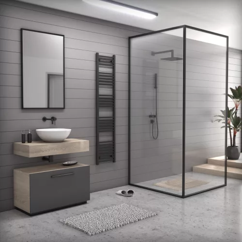 Törölközőszárító radiátor elektromos fűtőpatronnal 40 x 180 cm - Nero Italia AF-05-600W (fekete)