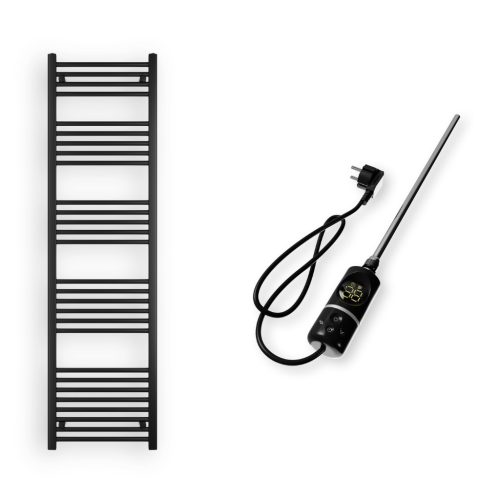 Törölközőszárító radiátor elektromos fűtőpatronnal 50 x 180 cm - Nero Italia C-600W (fekete)