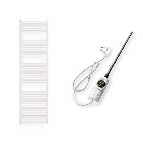 Törölközőszárító radiátor elektromos fűtőpatronnal 50 x 180 cm - Nero Italia C-600W (fehér)