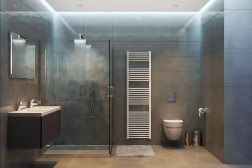 Törölközőszárító radiátor elektromos fűtőpatronnal 50 x 180 cm - Nero Italia C-600W (fehér)