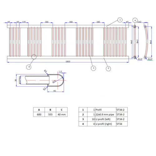 Törölközőszárító radiátor elektromos fűtőpatronnal 60 x 140 cm - Nero Italia AF13-600W (fekete)