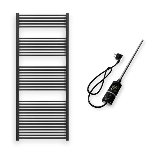 Törölközőszárító radiátor elektromos fűtőpatronnal 75 x 180 cm - Nero Italia C-800W (fekete)