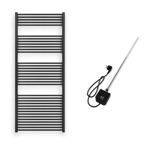 Törölközőszárító radiátor elektromos fűtőpatronnal 75 x 180 cm - Nero Italia AF-05-800W (fekete)